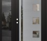Modern Steel Front Door Diamond C3 48" x 80" black/black clear Glass Panel stainless steel RHI with Sidelite mirrored Glass