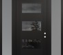 Modern Steel Front Door Diamond C2 64" x 96" black/black mirrored Glass Panel black LHI with 2 Sidelites and Transom frosted Glass
