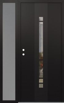 DIAMOND A3 52" X 80" BLACK/BLACK CLEAR GLASS PANEL BLACK RHI WITH SIDELITE FROSTED GLASS