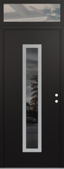 DIAMOND A11 36" X 96" BLACK/BLACK MIRRORED GLASS PANEL STAINLESS STEEL LHI WITH TRANSOM CLEAR GLASS