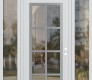 Modern Steel Front Door Diamond C16 60" x 96" white/white clear Glass Panel stainless steel LHI with 2 Sidelites and Transom clear Glass