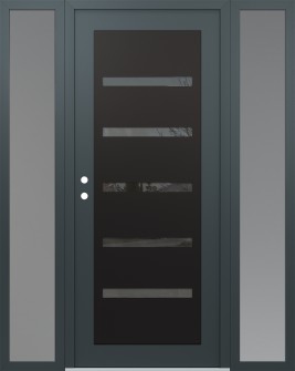 Diamond C7 60" x 80" anthracite/anthracite mirrored Glass Panel black RHI with 2 Sidelites frosted Glass