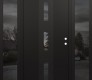 Modern Steel Front Door DIAMOND A7 68" X 80" BLACK/BLACK MIRRORED GLASS PANEL BLACK LHI WITH 2 SIDELITES MIRRORED GLASS