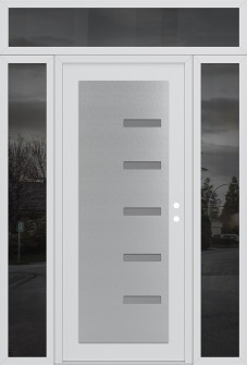 Diamond C8 68" x 96" white/white frosted Glass Panel stainless steel LHI with 2 Sidelites and Transom mirrored Glass