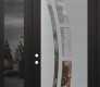 Modern Steel Front Door Diamond C12 48" x 96" black/black clear Glass Panel stainless steel RHI with Sidelite and Transom mirrored Glass