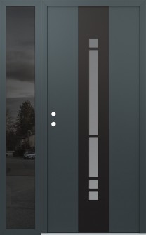 DIAMOND A3 52" X 80" ANTHRACITE/ANTHRACITE FROSTED GLASS PANEL BLACK RHI WITH SIDELITE MIRRORED GLASS