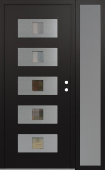 Diamond D8 52" x 80" black/black clear Glass Panel stainless steel LHI with Sidelite frosted Glass