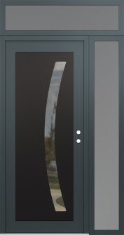 Diamond C4 50" x 96" anthracite/anthracite clear Glass Panel black LHI with Sidelite and Transom frosted Glass