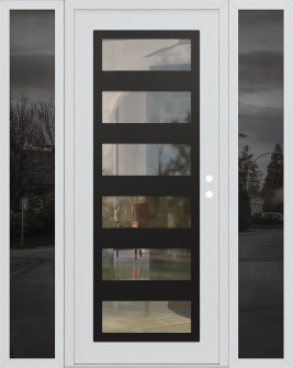 Diamond C9 60" x 80" white/white clear Glass Panel black LHI with 2 Sidelites mirrored Glass