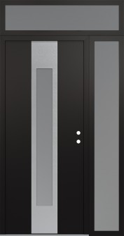 DIAMOND A1 52" X 96" BLACK/WHITE FROSTED GLASS PANEL STAINLESS STEEL LHI WITH SIDELITE AND TRANSOM FROSTED GLASS