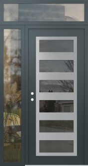 Diamond C9 52" x 96" anthracite/anthracite mirrored Glass Panel stainless steel RHI with Sidelite and Transom clear Glass