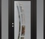 Modern Steel Front Door Diamond C12 64" x 96" black/black clear Glass Panel stainless steel RHI with 2 Sidelites and Transom frosted Glass