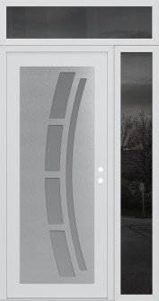 Diamond C12 52" x 96" white/white frosted Glass Panel stainless steel LHI with Sidelite and Transom mirrored Glass