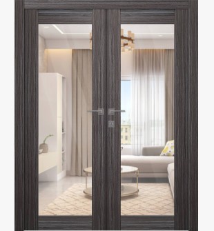 Palladio 207 Clear Vetro Gray Oak Double doors