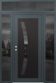 Diamond C4 60" x 96" anthracite/anthracite mirrored Glass Panel black RHI with 2 Sidelites and Transom mirrored Glass