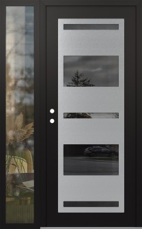 Diamond C10 48" x 80" black/black mirrored Glass Panel stainless steel RHI with Sidelite clear Glass