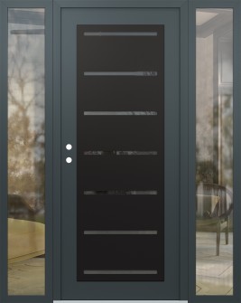 Diamond C11 68" x 80" anthracite/anthracite mirrored Glass Panel black RHI with 2 Sidelites clear Glass