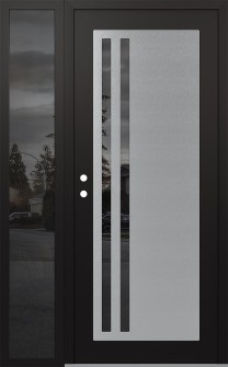 Diamond C6 52" x 80" black/black mirrored Glass Panel stainless steel RHI with Sidelite mirrored Glass