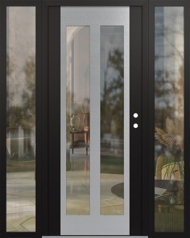 Diamond C14 64" x 80" black/black clear Glass Panel stainless steel LHI with 2 Sidelites clear Glass