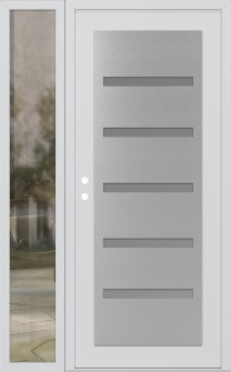 Diamond C7 52" x 80" white/white frosted Glass Panel stainless steel RHI with Sidelite clear Glass