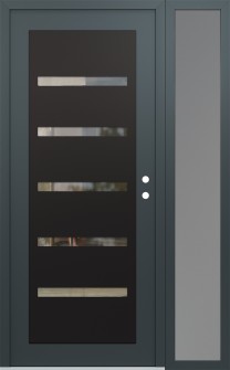 Diamond C7 52" x 80" anthracite/anthracite clear Glass Panel black LHI with Sidelite frosted Glass