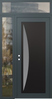 Diamond C13 52" x 96" anthracite/anthracite frosted Glass Panel black RHI with Sidelite and Transom clear Glass