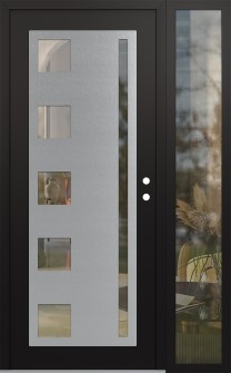 Diamond C3 52" x 80" black/black clear Glass Panel stainless steel LHI with Sidelite clear Glass