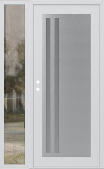 Diamond C6 50" x 80" white/white frosted Glass Panel stainless steel RHI with Sidelite clear Glass