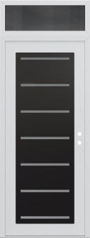 Diamond C11 36" x 96" white/white frosted Glass Panel black LHI with Transom mirrored Glass