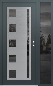 Diamond C3 52" x 80" anthracite/anthracite mirrored Glass Panel stainless steel LHI with Sidelite mirrored Glass