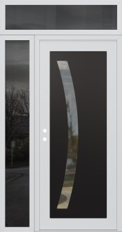 Diamond C4 48" x 96" white/white clear Glass Panel black RHI with Sidelite and Transom mirrored Glass