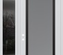 Modern Steel Front Door Diamond C1 52" x 96" white/white frosted Glass Panel black RHI with Sidelite and Transom mirrored Glass