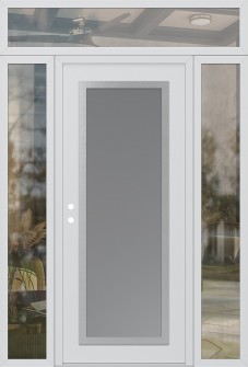 Diamond C1 60" x 96" white/white frosted Glass Panel stainless steel RHI with 2 Sidelites and Transom clear Glass