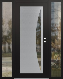 Diamond C13 68" x 80" black/black clear Glass Panel stainless steel LHI with 2 Sidelites clear Glass