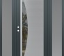 Modern Steel Front Door Diamond C13 60" x 80" anthracite/anthracite clear Glass Panel stainless steel RHI with 2 Sidelites frosted Glass