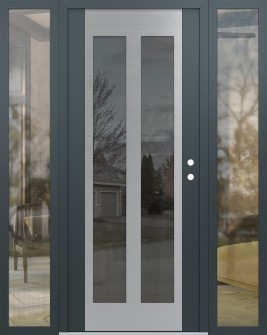 Diamond C14 64" x 80" anthracite/anthracite mirrored Glass Panel stainless steel LHI with 2 Sidelites clear Glass