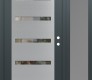 Modern Steel Front Door Diamond C7 50" x 80" anthracite/anthracite clear Glass Panel stainless steel LHI with Sidelite frosted Glass