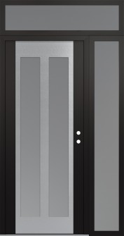 Diamond C14 52" x 96" black/white frosted Glass Panel stainless steel LHI with Sidelite and Transom frosted Glass