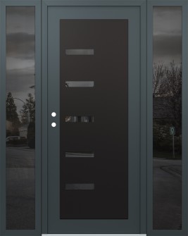 Diamond C8 64" x 80" anthracite/anthracite mirrored Glass Panel black RHI with 2 Sidelites mirrored Glass