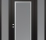 Modern Steel Front Door Diamond C1 60" x 96" black/white frosted Glass Panel stainless steel RHI with 2 Sidelites and Transom frosted Glass