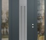 Modern Steel Front Door DIAMOND A8 60" X 96" ANTHRACITE/ANTHRACITE FROSTED GLASS PANEL STAINLESS STEEL LHI WITH 2 SIDELITES AND TRANSOM CLEAR GLASS