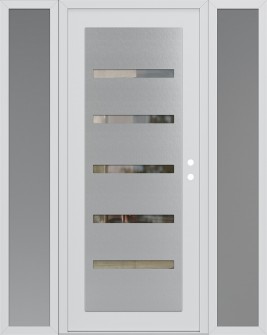 Diamond C7 64" x 80" white/white clear Glass Panel stainless steel LHI with 2 Sidelites frosted Glass