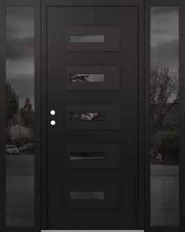 Diamond D6 60" x 80" black/black Mirrored Glass Panel black RHI with 2 Sidelites Mirrored Glass