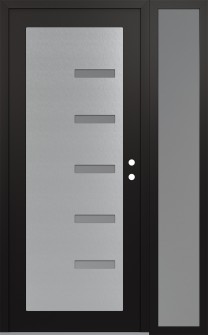 Diamond C8 52" x 80" black/white frosted Glass Panel stainless steel LHI with Sidelite frosted Glass
