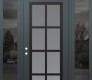 Modern Steel Front Door Diamond C16 64" x 96" anthracite/anthracite frosted Glass Panel black RHI with 2 Sidelites and Transom mirrored Glass