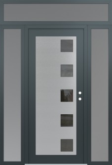 Diamond C5 64" x 96" anthracite/anthracite mirrored Glass Panel stainless steel LHI with 2 Sidelites and Transom frosted Glass