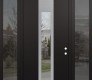 DIAMOND A1 60" X 96" BLACK/BLACK CLEAR GLASS PANEL STAINLESS STEEL RHI WITH 2 SIDELITES AND TRANSOM MIRRORED GLASS