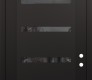Modern Steel Front Door Diamond C7 36" x 96" black/black mirrored Glass Panel black LHI with Transom mirrored Glass