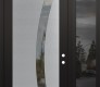 Modern Steel Front Door Diamond C4 52" x 96" black/black clear Glass Panel stainless steel LHI with Sidelite and Transom mirrored Glass
