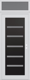 Diamond C7 36" x 96" white/white frosted Glass Panel black LHI with Transom frosted Glass